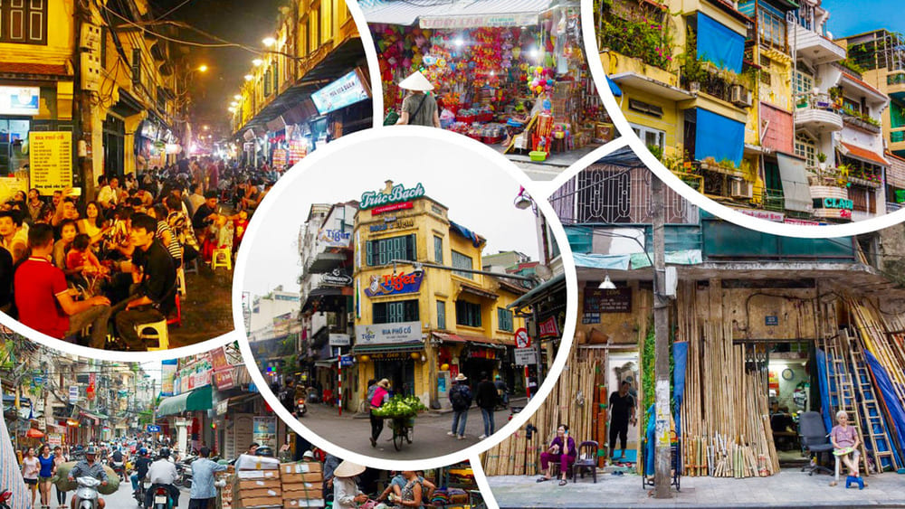 Hanoi tube houses and traditional guild streets