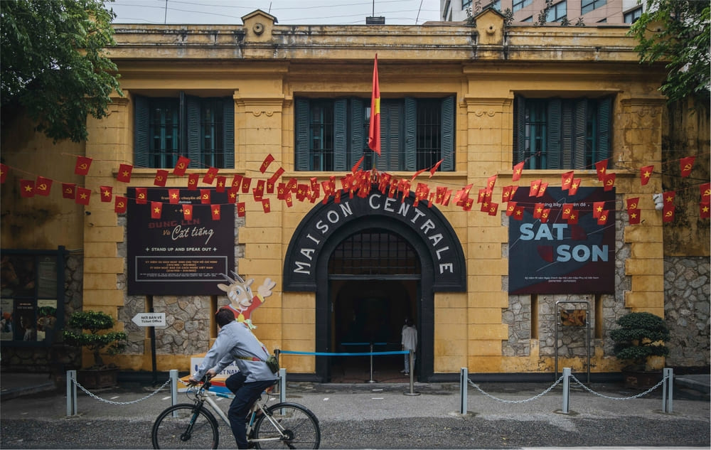 Hoa Lo Prison located near Hoan Kiem Lake, easily accessible from Hanoi’s Old Quarter.
