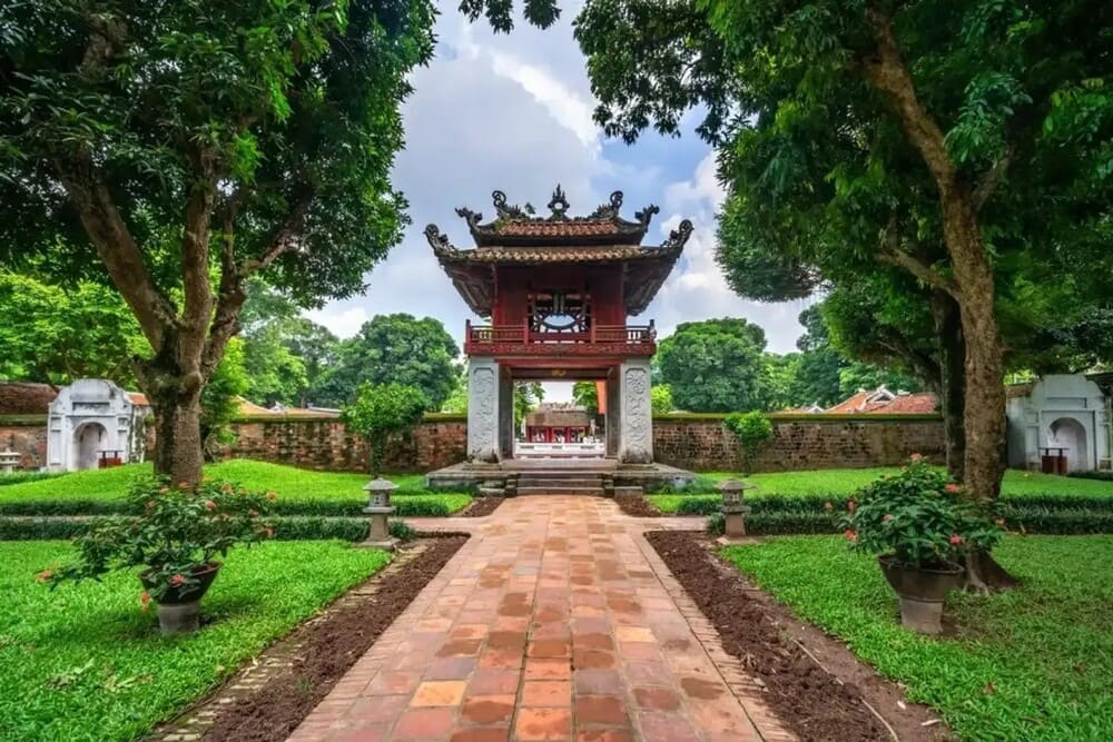Temple of Literature Hanoi overview with traditional Vietnamese architecture