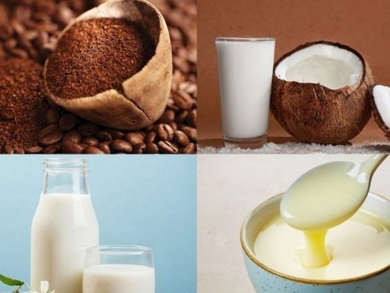 4 main ingredients to make a delicious cup of coconut coffee.